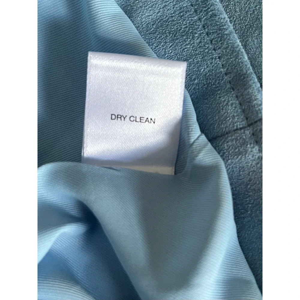 Chelsea & Violet Moto Jacket Faux Suede Small Blue Asymmetrical Zip Pocket NWT - Picture 9 of 11
